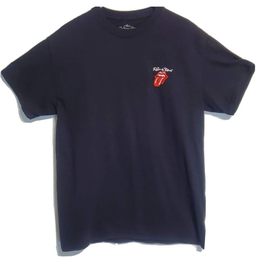 Official Rolling Stones T-Shirt Lips Tongue Embroidered Medium Black